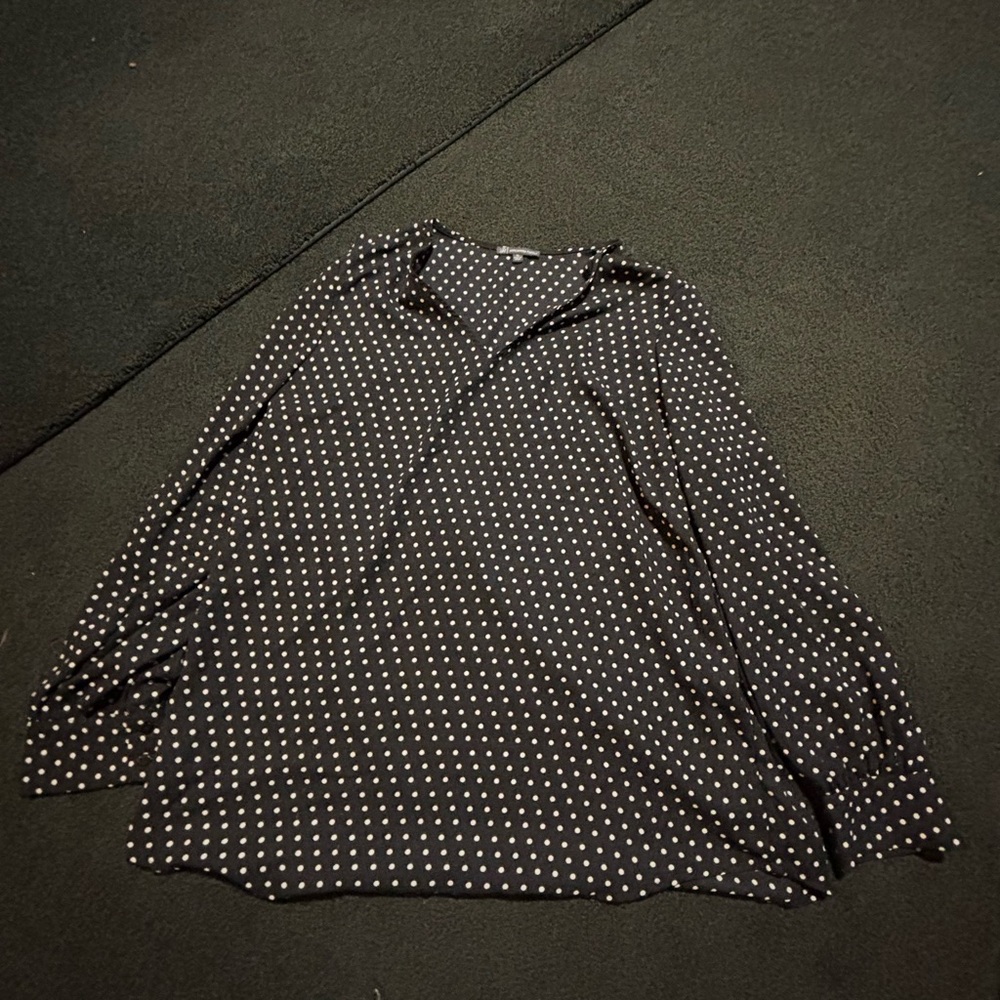 Adrianna Papell Black Blouse with White Dots